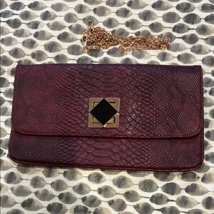 Urban Expressions Maroon Clutch with Gold Chain